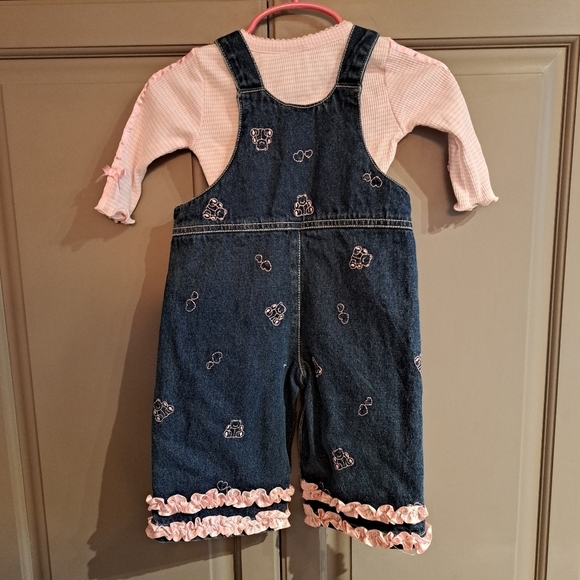 Starting Out 6 months shirt with matching jean embroidered overalls New - Picture 4 of 9